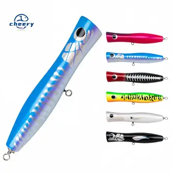 CHEERY WD130 21.9cm/120g Topwater Saltwater Wood Popper Fishing Lure Wooden Popper Trolling Bait Boat Fishing Hard Wobbler Lures – Popper – view 2