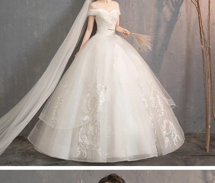 Princess Champagne Mermaid Wedding Dress Off Shoulder Crystal Wedding Gowns
