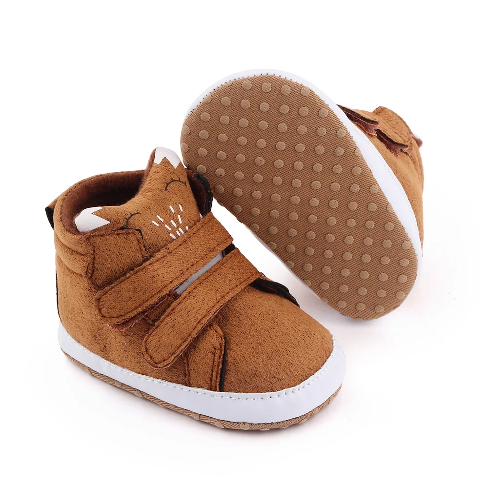 Spring and Autumn Baby Boys Indoor Soft Soled Cute Cartoon Animal Baby High Top Toddler Shoes details