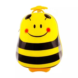 Stocked Goods on Sale 14 Inch Cartoon Yellow Bee Children Traveling Trolley Luggage for Kids with Flashing Wheels