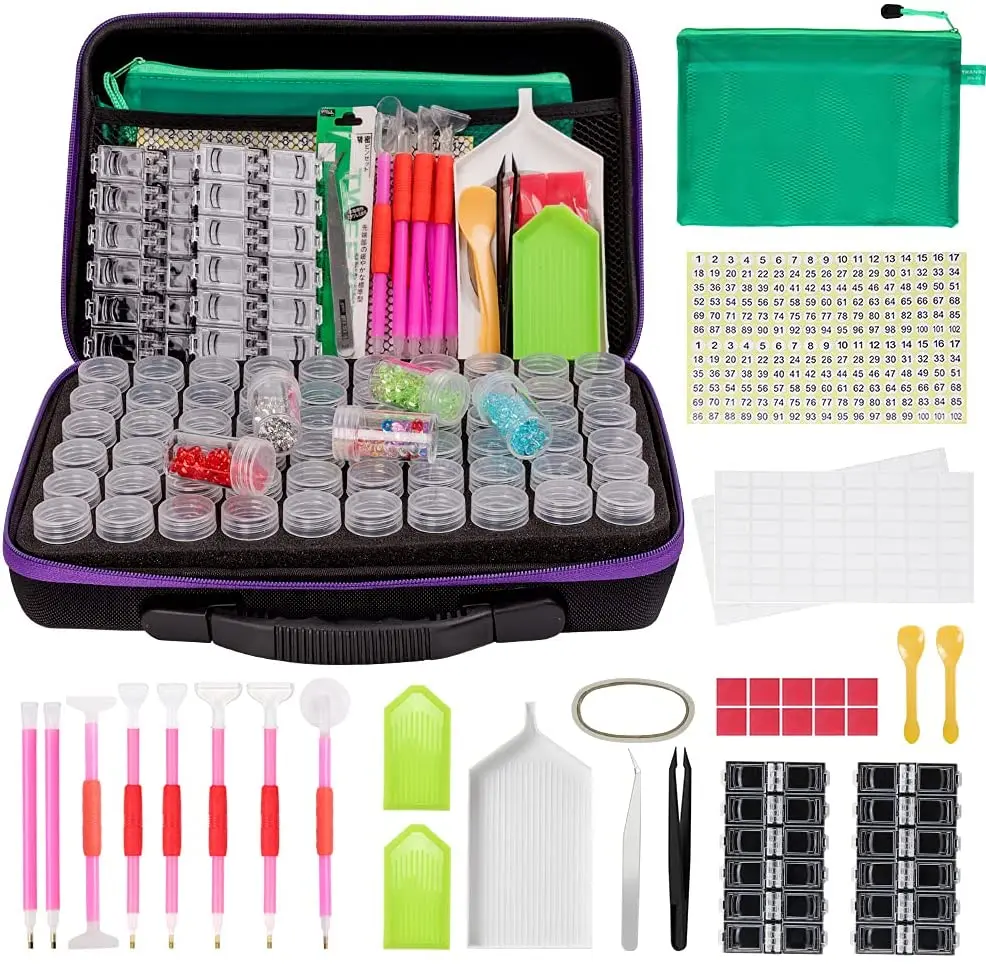 New Color 5D Diamond Painting Accessories Storage Box 7/15/30/60 Slot Beads  Storage Container Jar Zippered Case for DIY Diamand Painting