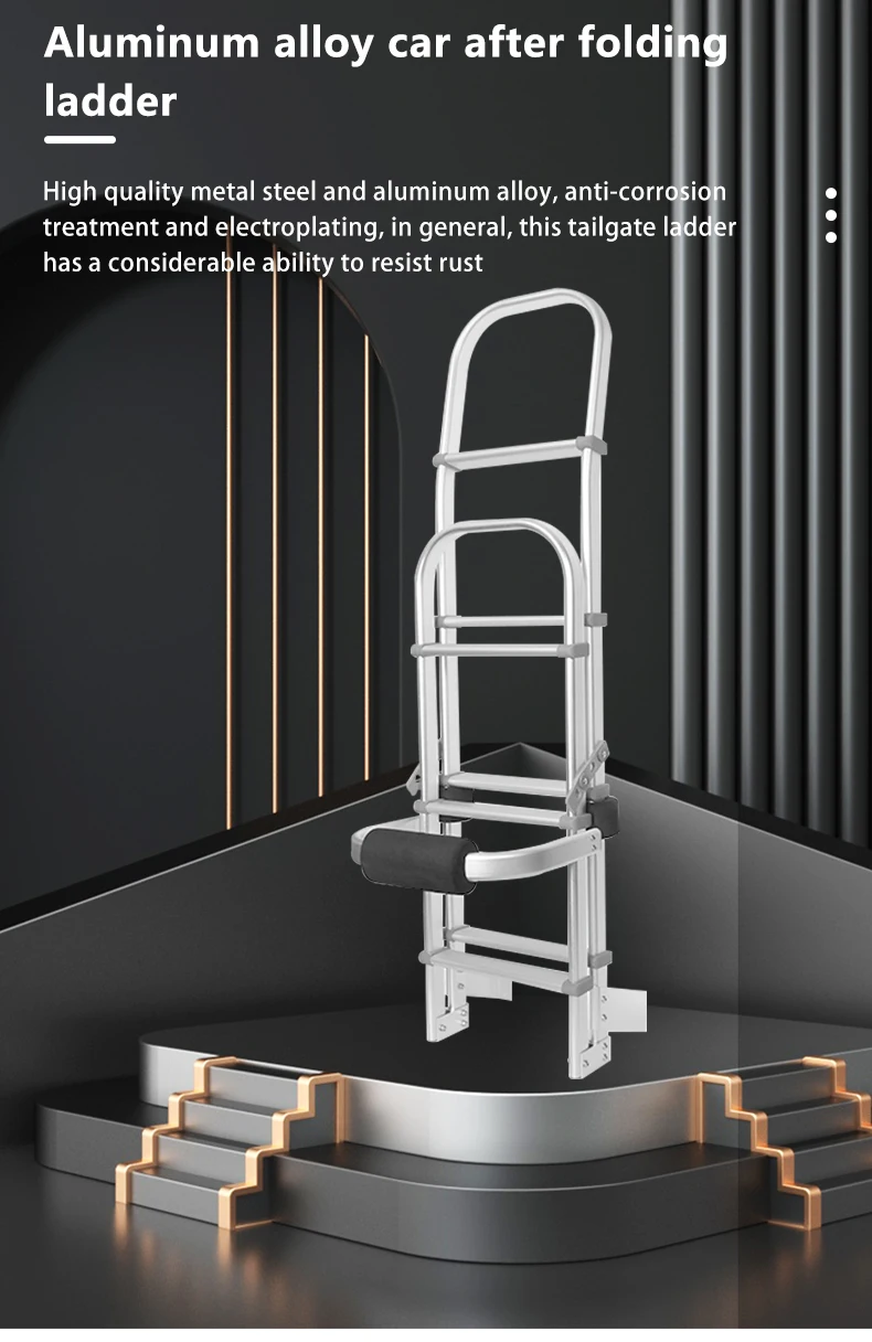 Hot Sale Offroad Parts Black Step Ladder Aluminum Alloy Rear Door Ladder Replacement Tailgate