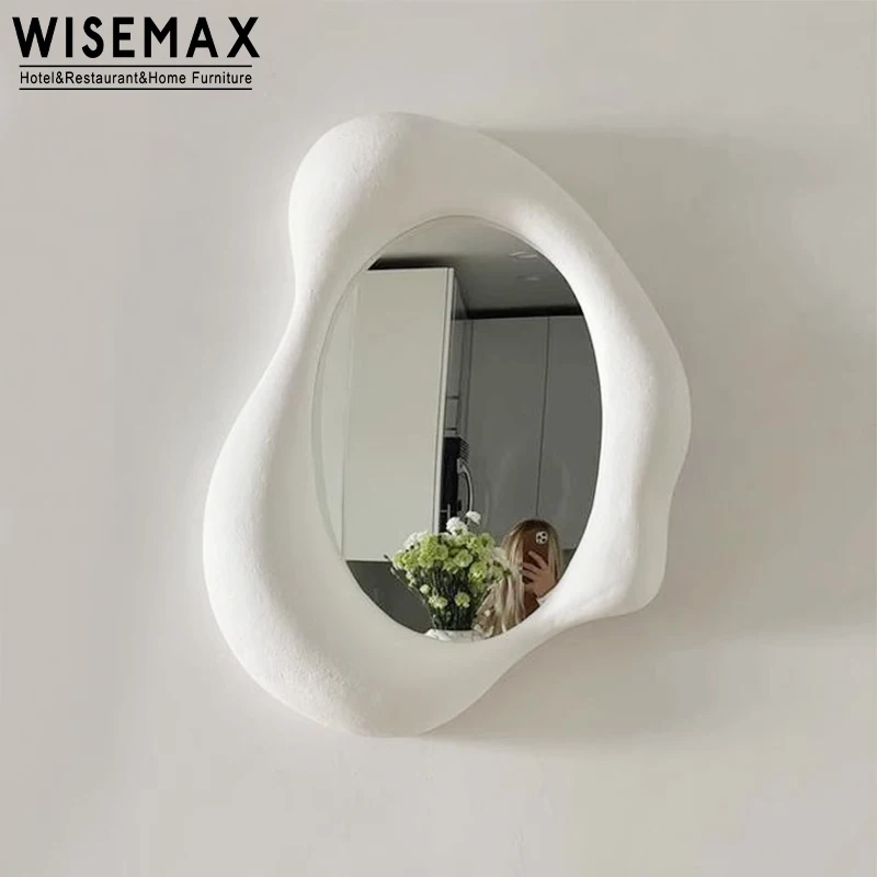 WISEMAX FURNITURE Wabi Sabi Style Home Furniture Decor Wall Mirror with Led Light Wall Decor Mirror Irregular Shape Mirror