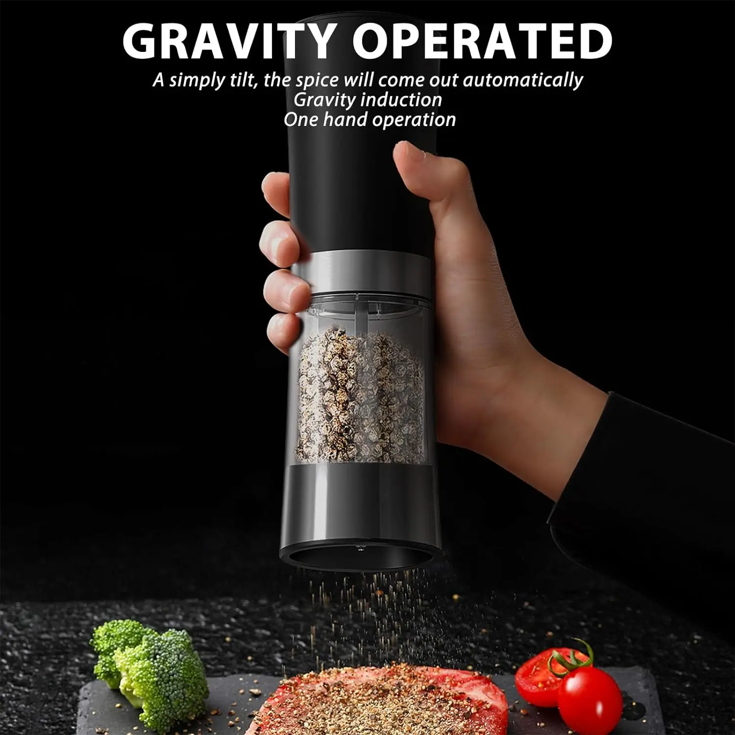 Gravity Electric Salt And Pepper Grinder Set Usb Rechargeable