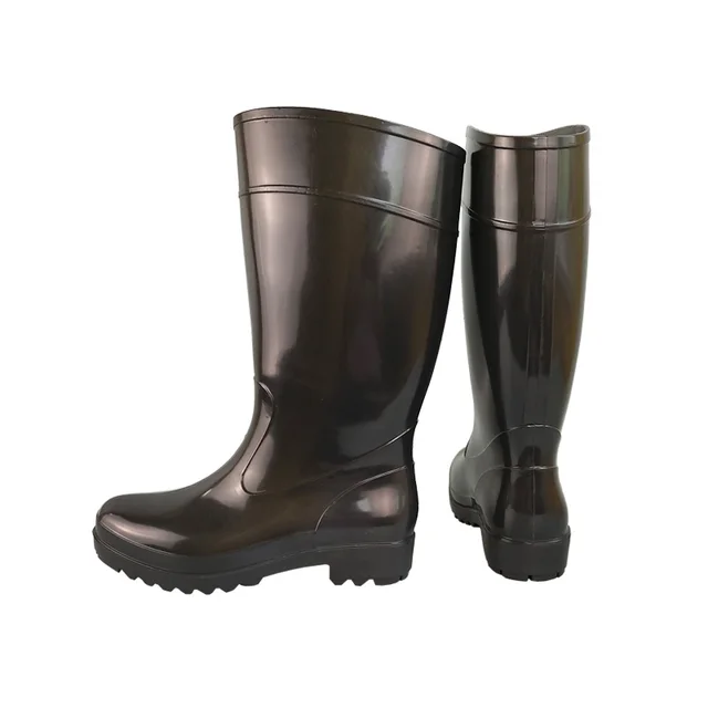 Cheap Economy Wholesale Men Work Gum Shoes Knee High Industrial Waterproof Non-slip Men Boot Black PVC Garden Rain Boots