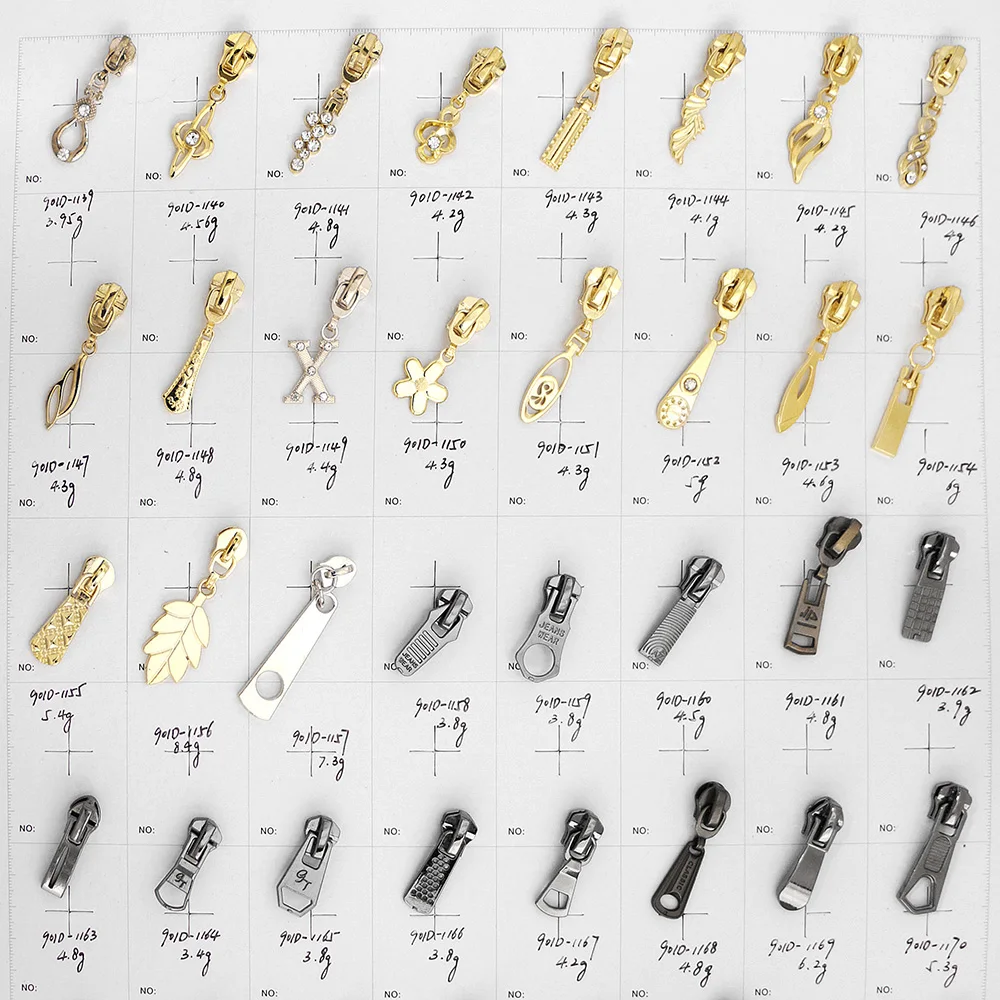 Factory Custom Made Decorative Zipper Pull Zipper Slider Metal Designer Zipper Puller With Logo