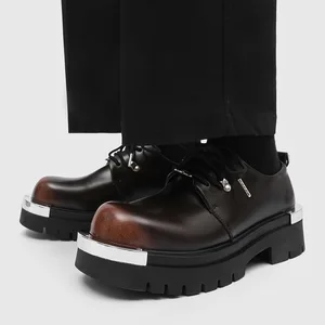 Height Increasing Autumn Fashion Round Toe Men Platform Formal Lace-Up Shoes Large Size Business comfort Men Dress Shoes