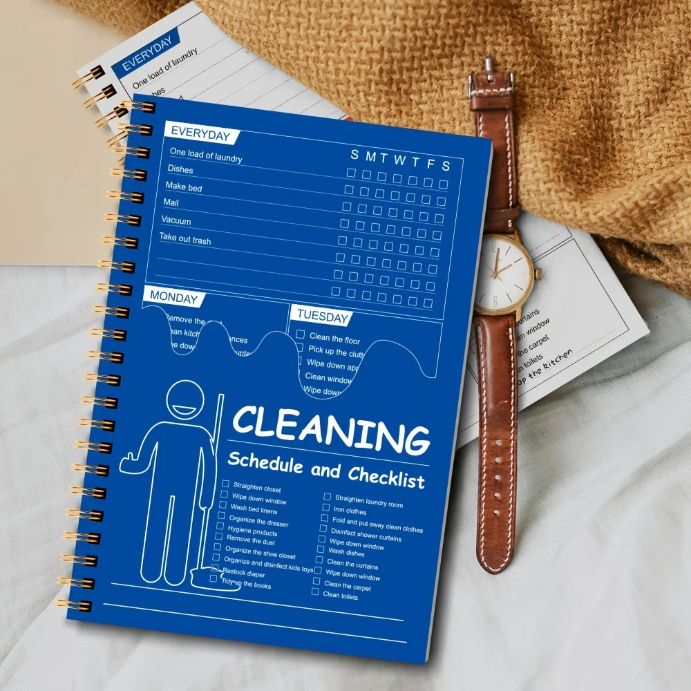 Customizable Household Chores Organizer Daily & Weekly Spiral Bound Cleaning Schedule and Checklist Notebooks