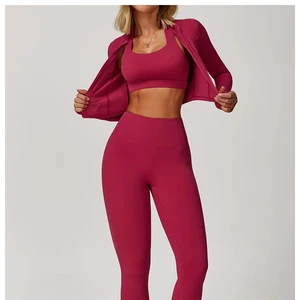 Cloud-like Outdoor Sports Yoga Suit; Naked-feeling Fitness Suit; Anti-vibration High-waist Yoga Suit Three-piece Set.