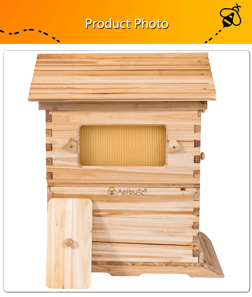 Chinese Wax Coated Cedar Wood Automatic Self Flowing Honey Bee Hive And 7