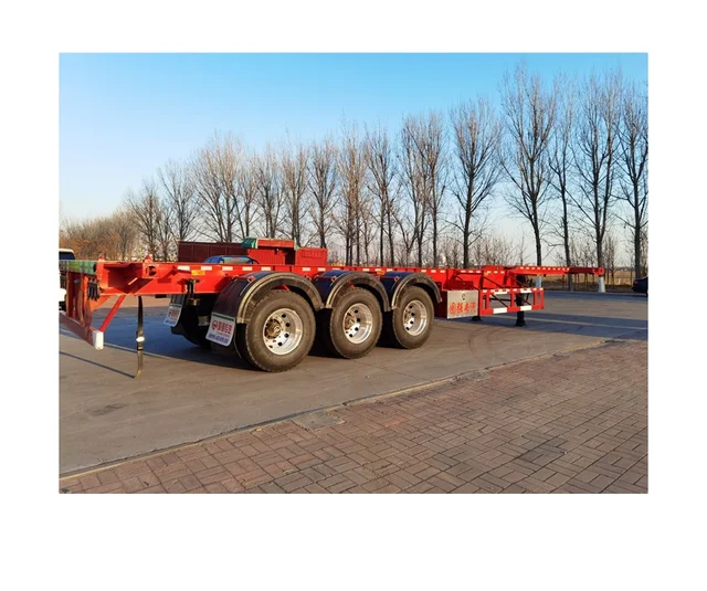 TuQiang Factory high-quality 3-axle 30-120 ton transportation skeleton flat bed trailer