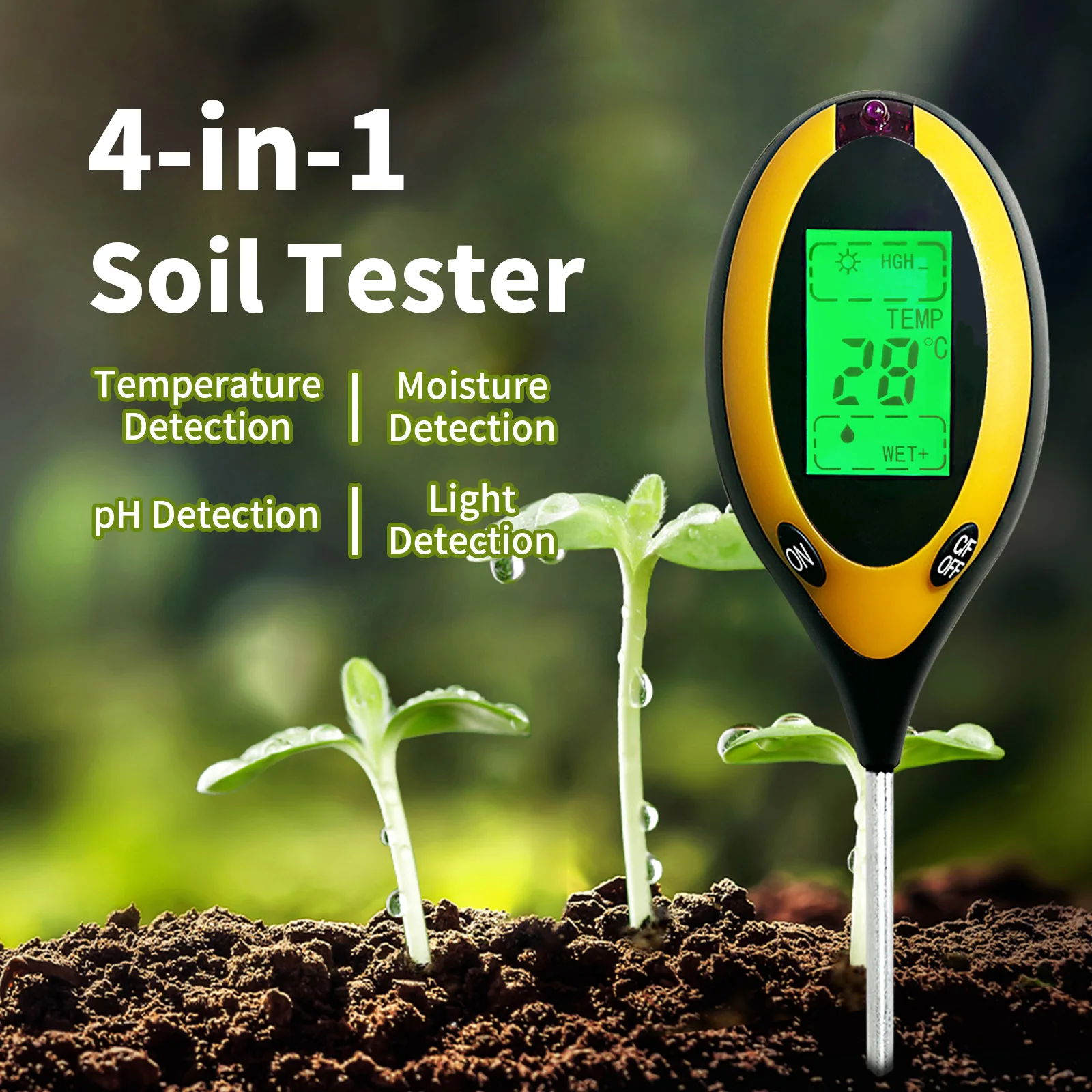4 in 1 Digit Soil PH Meter Soil Moisture Meter With Backlight Garden Plants  Temp Light Moisture PH Soil Meters| Alibaba.com