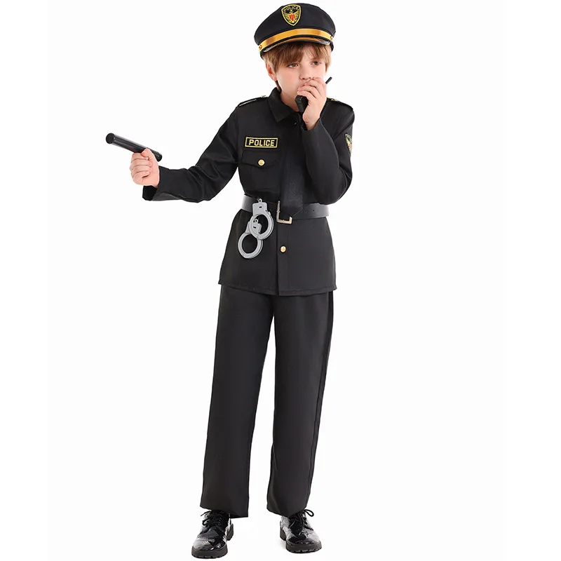 black police dress 100% Polyester Short Sleeve Zipper Black Uniform Shirt XXL