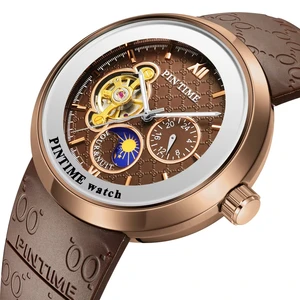 Automatic Movement Hand Watch Mechanical Wristwatches Skeleton Automatic Moon Phase Watches Men Wrist