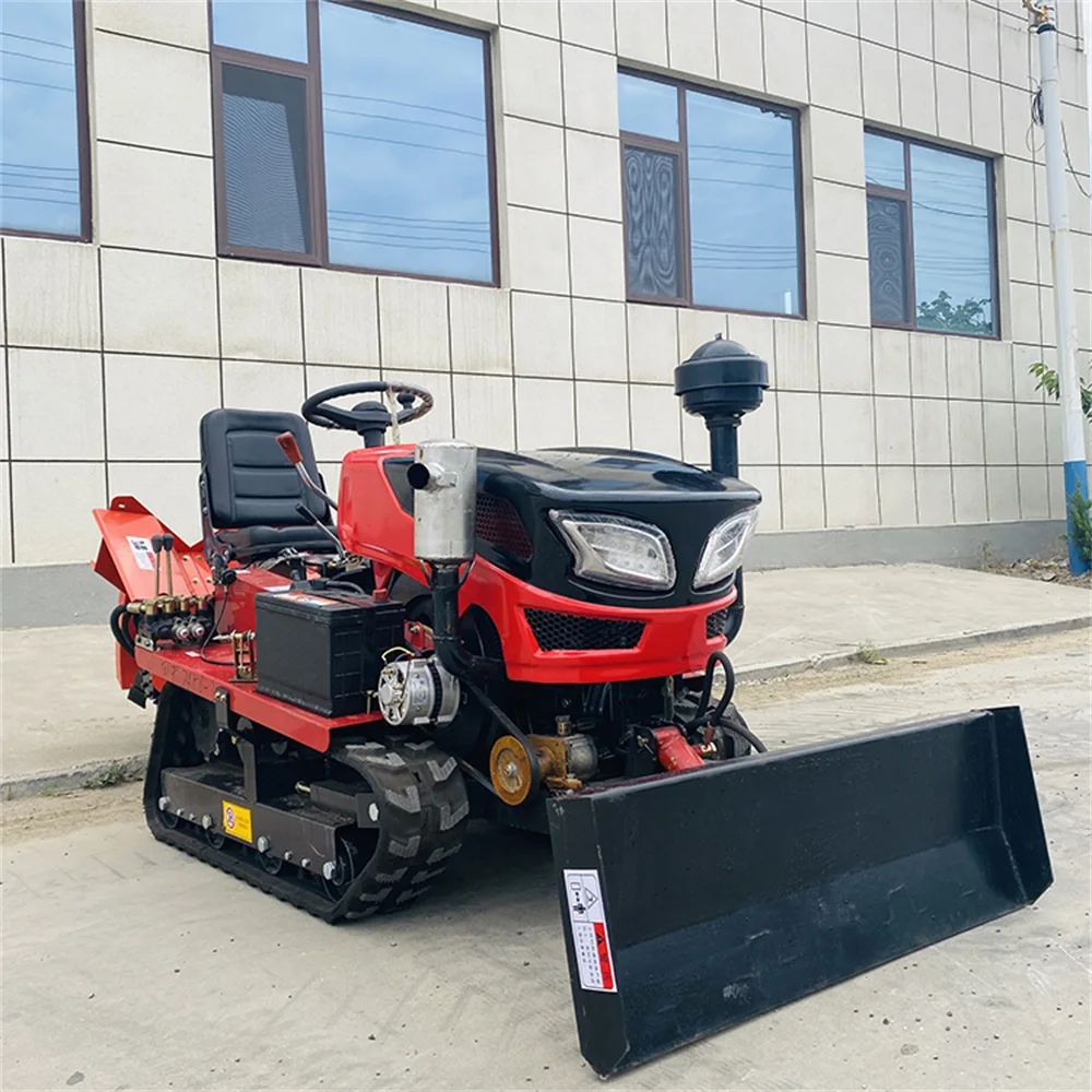 Small Crawler Tractor With Cultivator and Bulldozer for Paddy Field