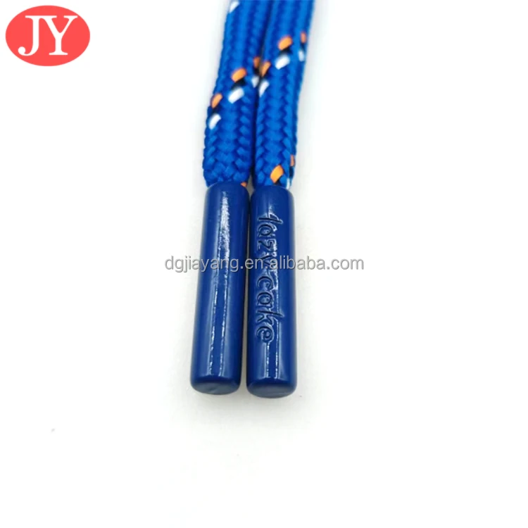 Custom Polyester Rope With Metal Aglet Tipping Packing Gift Drawstring Cord Ends Shoelace Aglet logo Metal Tip