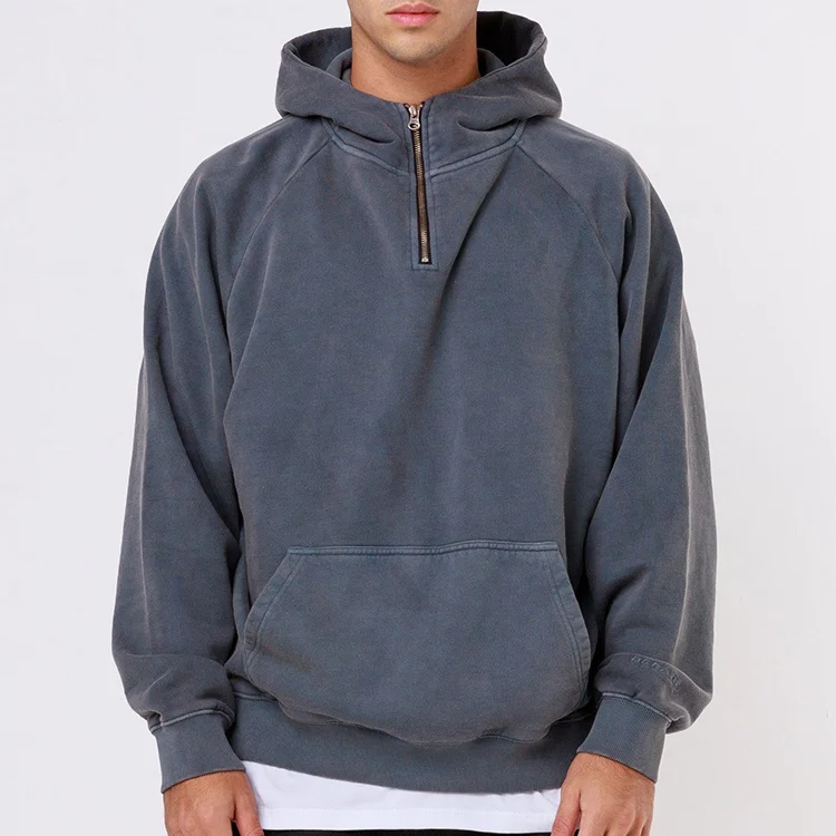 Oversized Half Zip Hoodie Plain Mens Hoodies Grey Pullover Men Hoodies /  Sweatshirt Polyester / Cotton Regular Sleeve Printed - Buy Men's Half Zip  Terry Hoodie,Heavyweight Washed Pullover,Custom Logo Hoodie Product on