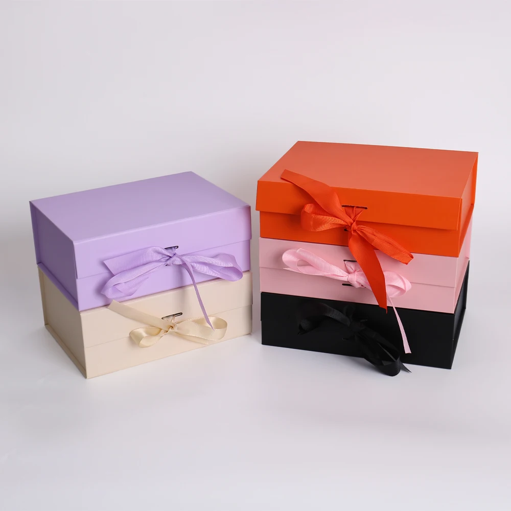 product custom printing logo rigid cardboard folding magnetic gift packaging boxes luxury cosmetic package box with ribbon308-2