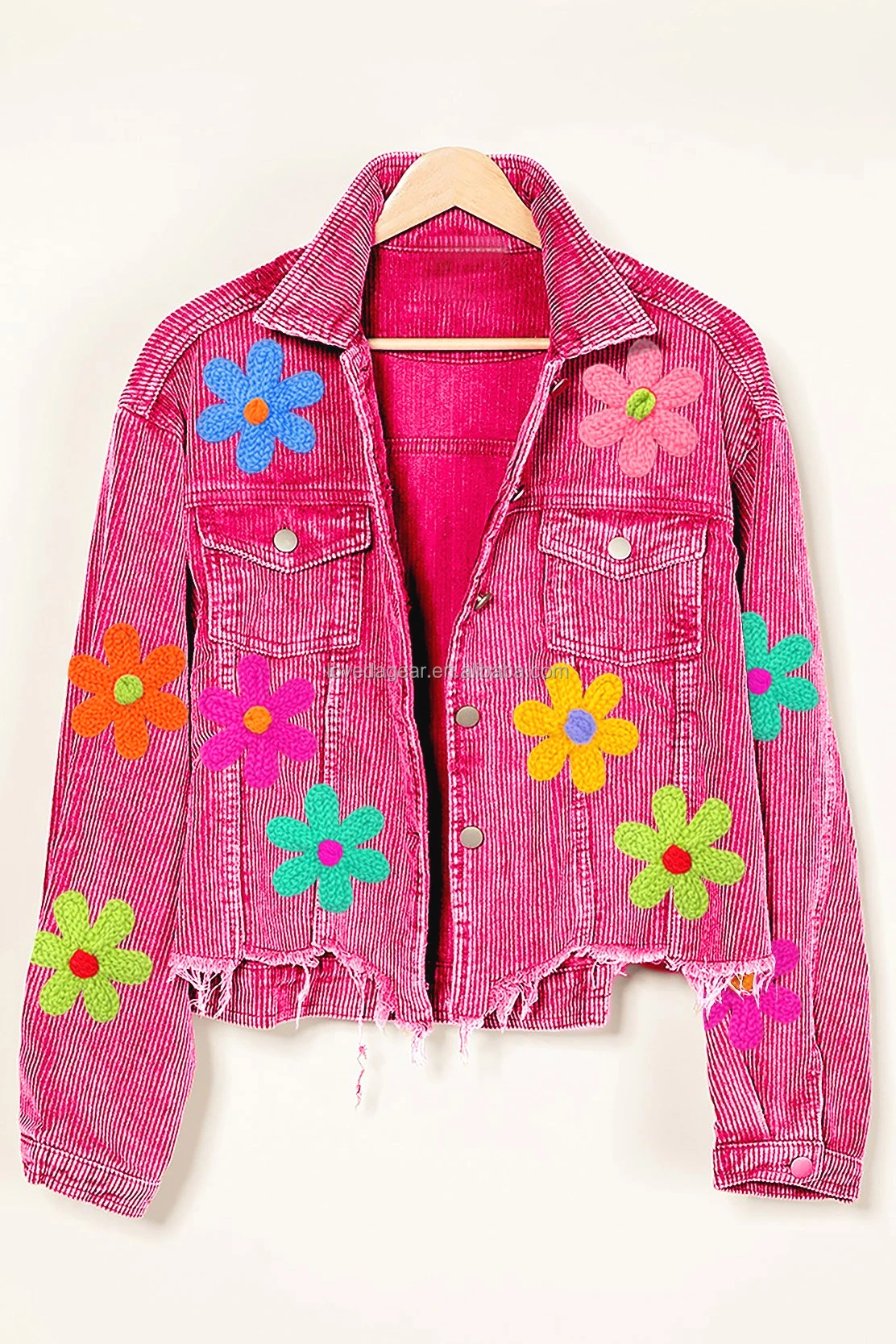 Giacca donna vintage crop varsity shacket lavaggio usato patch_voghion.com