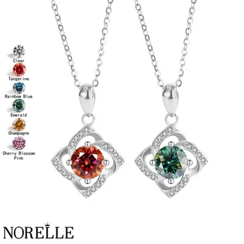 Wholesale 925 Sterling Silver Moissanite Pendant Necklace for Women 1ct Lucky Four-leaf Clover Certified Moissanite Jewelry
