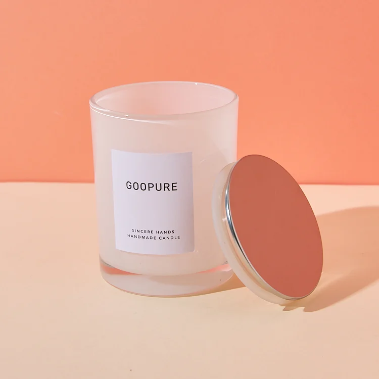 Wholesale Bulk 10.5oz Empty Frosted Black White Glass Candle Jars With