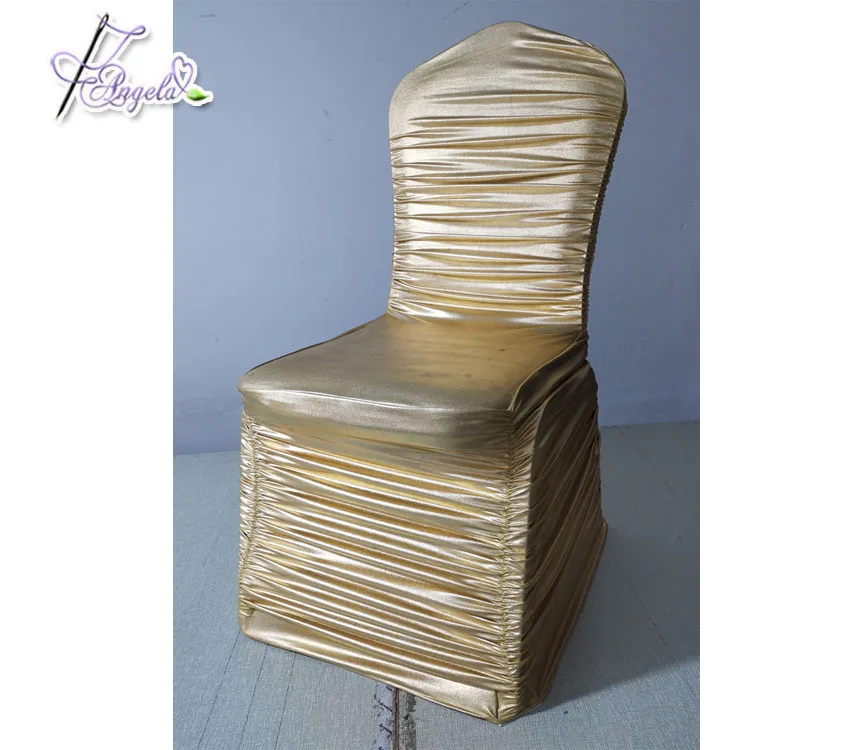 Polyester Sequence Wedding Shiny Gold Metallic Chair Covers With