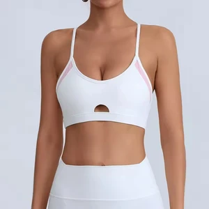 Ladies Plus Size Lightweight Breathable Workout Sports Bra with Front Logo Hollow Out Design High Support for Running