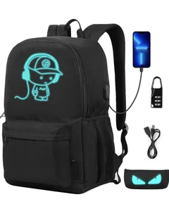 B8026 2026 Large Capacity Backpack with USB Charging Anti-theft Water Proof Cheap Fluorescence Backpack