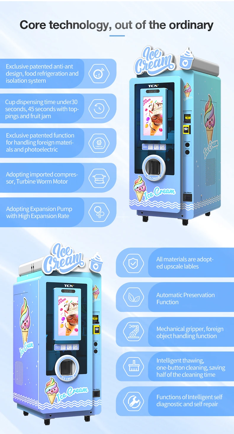 TCN Ice Cream Vending Machine Robot - Soft Ice Cream Vending Machine ...