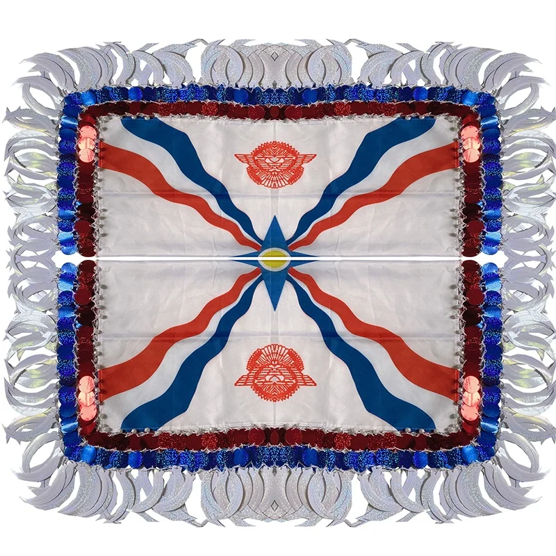 Customized 50*50cm Twinkling Multi-Shiny Sequin Print Square Flag for  Wedding Assyrian Yalikhta Handkerchief Decoration