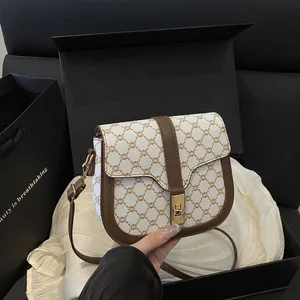 Luxury Design Vintage Retro Square Crossbody Bag With Lock Trendy Fashion PU Material Versatile Casual Shoulder Bag for  Women