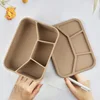 Brown-four-compartment silicone lunch box