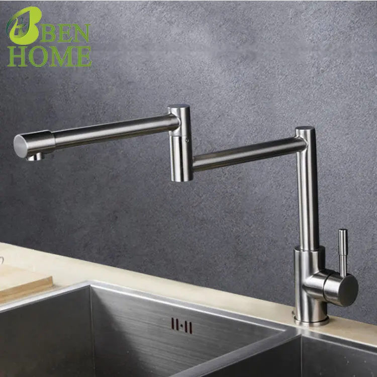 19-7/8 Inch Pot Filler Stainless Steel Faucet Brushed Nickel Commercial Wall Stove Faucet Pot Filler Folding Faucet Stove Brass Filter Kitchen Pot Fa