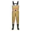 Khaki knee-length suspender pants