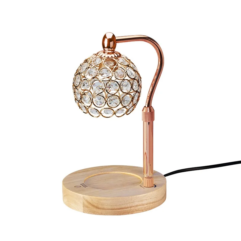 Dimmable Candle Warmer Lamp With Wood Base – No Flame Wax Melter For Scented Wax, Rose Gold Decor - View #7