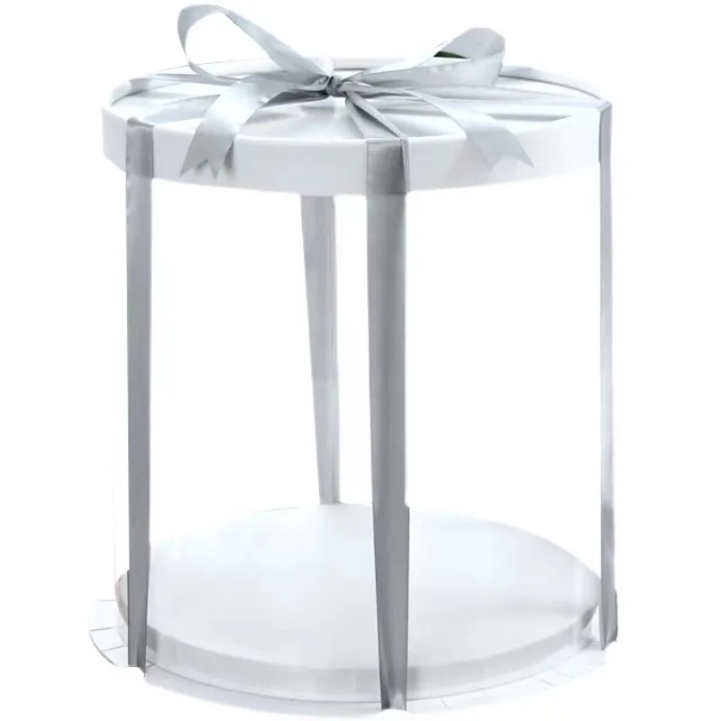 Tall Clear Cylindrical Pattern Layer Transparent Round Cake Box Packaging Flower Gift Dustproof Exhibition Storage Box