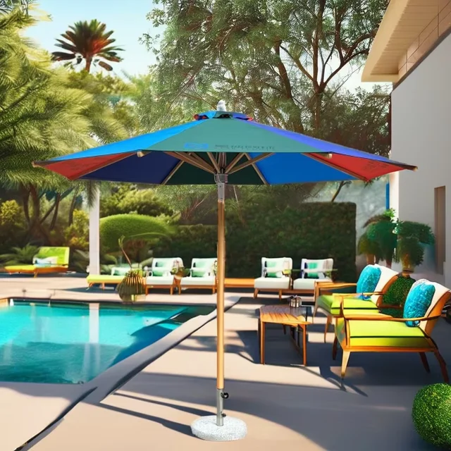 Outdoor Beach Umbrella Garden Parasol Restaurant Deco Sunshade Patio Umbrellas