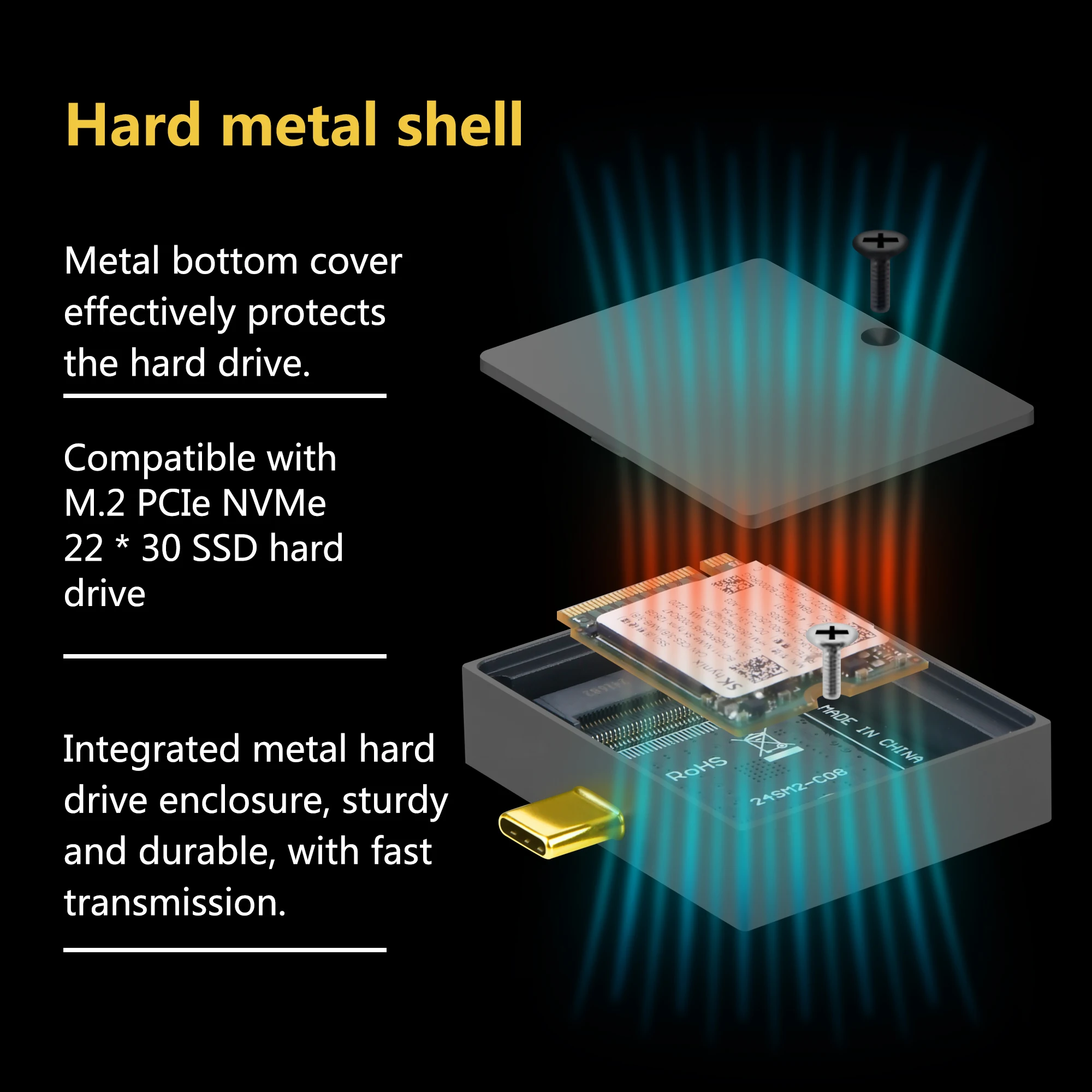 Chinese factory supplier supply  Usb C 10gbps Nvme Pcie M2 Ssd Case Mini Portable Size 2230 Portable M.2 Ssd Enclosure - Buy Sharge Ssd Enclosure Nvme m.2 Nvme Ssd Enclosure 2230 Ssd Enclosure sharge 2230 M.2 Nvme Ssd Enclosure Nvme Pci-e M.2