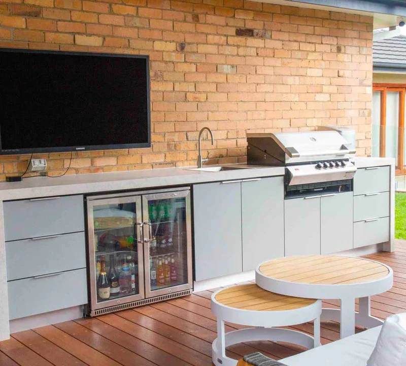 Vermont Customized Color Customized Size Stainless Steel Outdoor Bbq Modular Fiberglass Storage White Outdoor Kitchen Cabinet