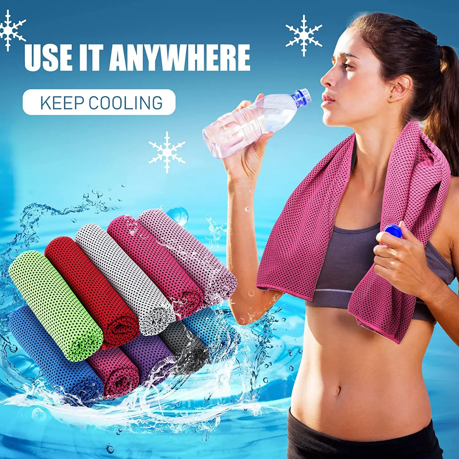 Rpet Ice Chill Instant Cooling Customized Logo Ice Towel Microfiber