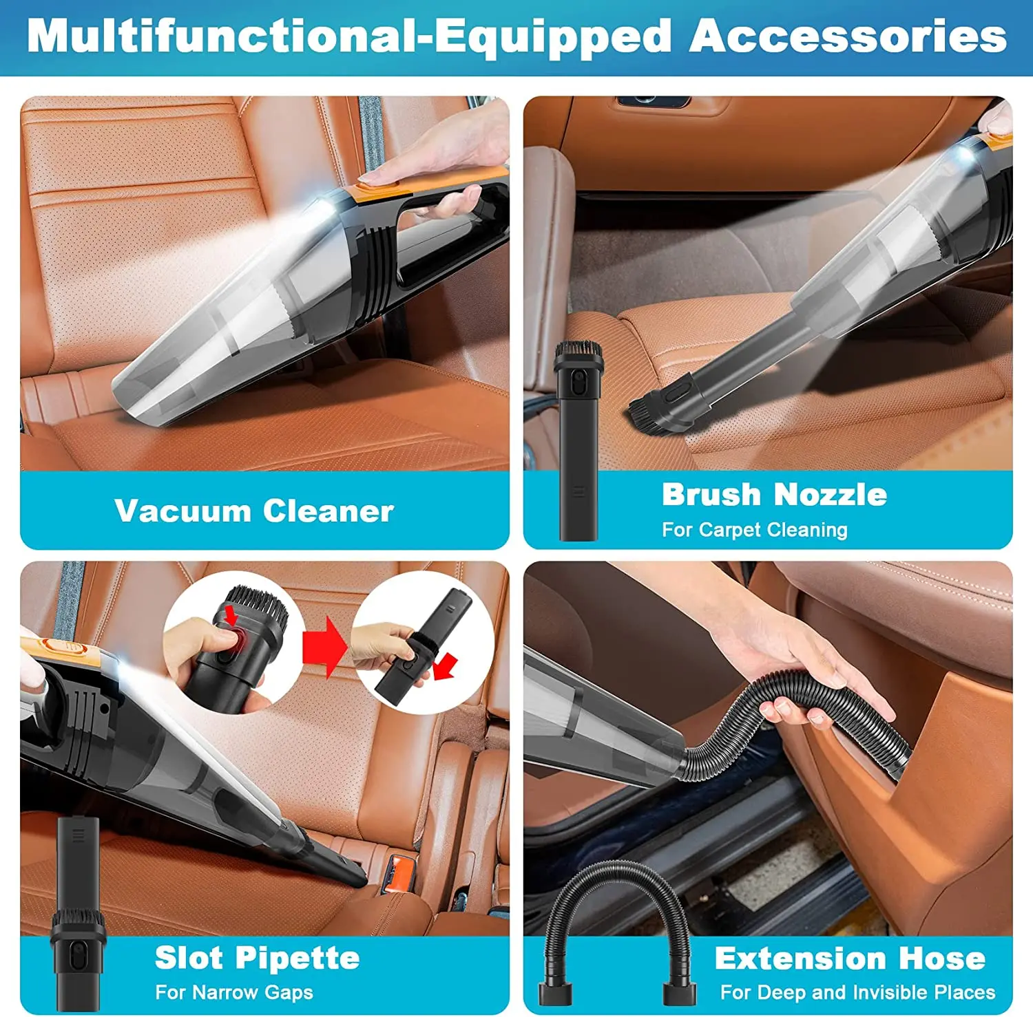 2004 Portable Car Vacuum Cleaner High Power 8000pa/100w/dc12v,16.4ft