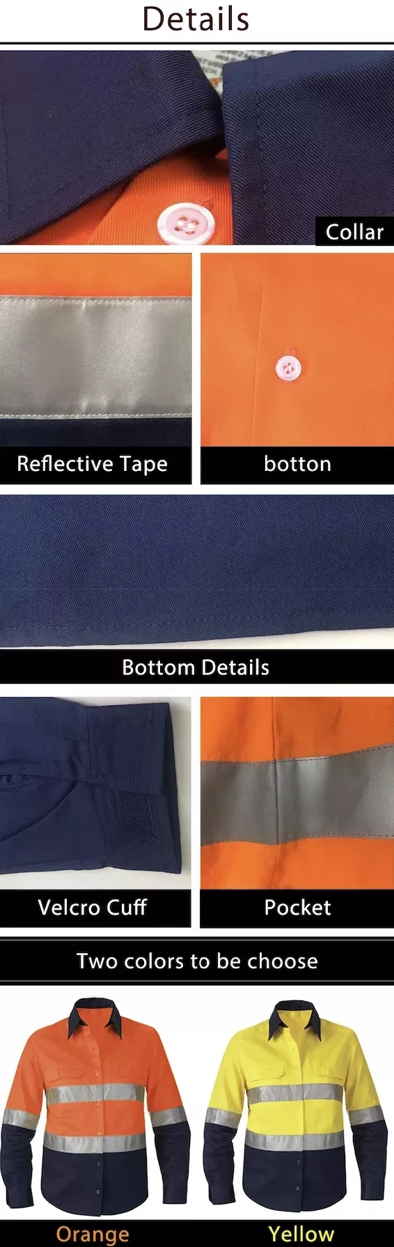 Men Construction Hi Vis Safety Work Wear Reflective Long Sleeve Work