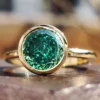 Round Cut Moissanite Bezel Ring