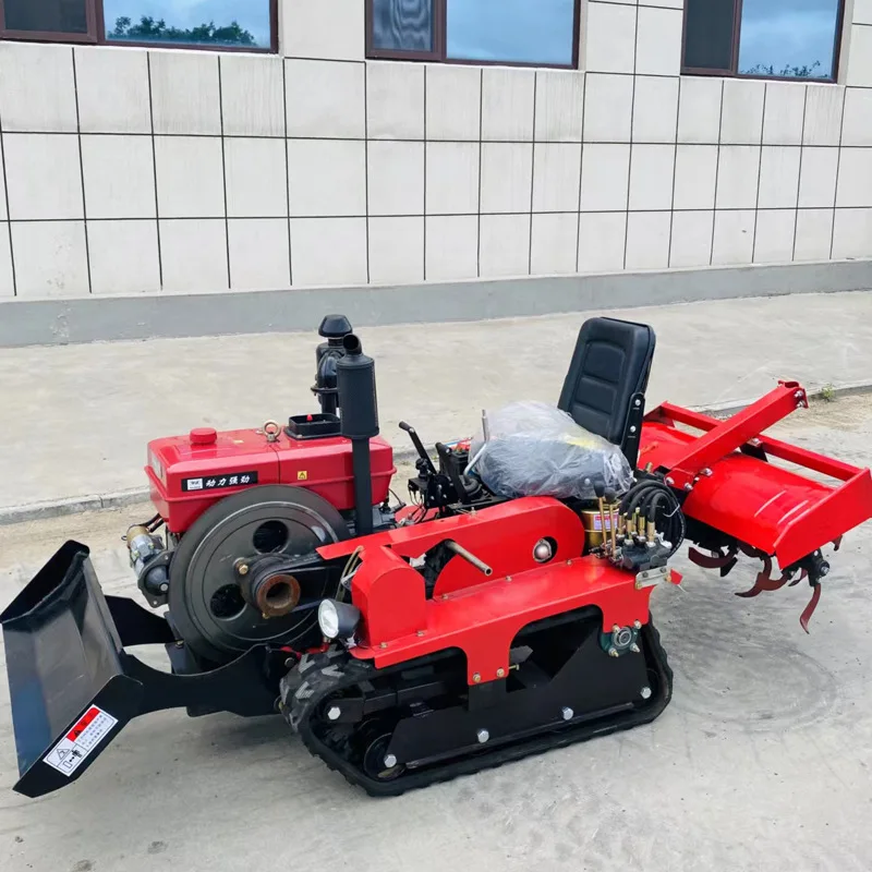 New Multi Functional Crawler Micro Tiller Self Propelled Rotary Tiller Ditching Small Agricultural Field Crawler Tractor