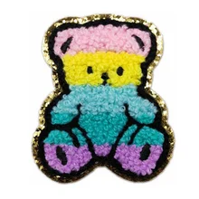 Beautiful Embroidered Chenille Patches Iron-On Flower Heart Shapes Rhinestone Decorations Heat Seal Backing for DIY Hat