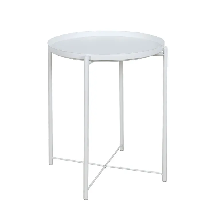 Simplicity Metal Round Small Side Table for Living Room Coffee Table Modern Height Adjustable Table