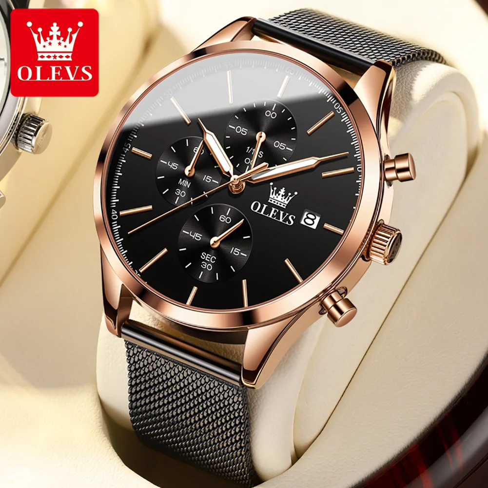 OLEVS 2881 Business Men's Fashion Ultra Thin Watches Simple Men Stainless  Steel Mesh Belt Quartz Watch