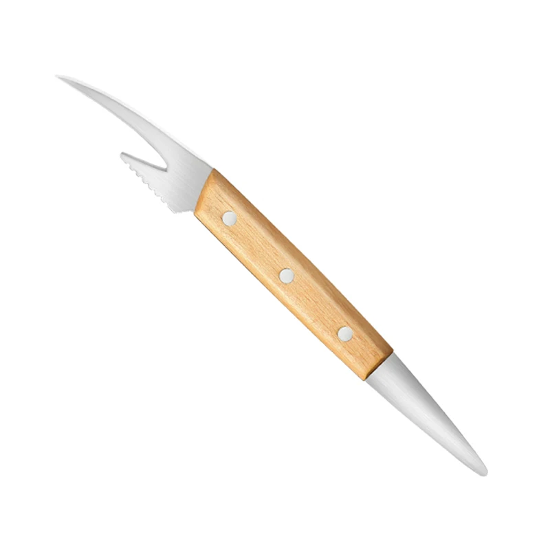 Инструмент для создания креветок нож из нержавеющей стали очистки многофункциональный с деревянной ручкой