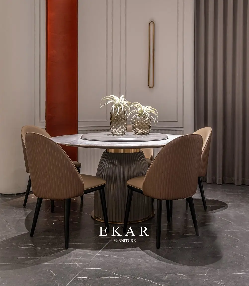 product new design ekar furniture luxury dining table set with chairs kitchen table set 4 chairs-72