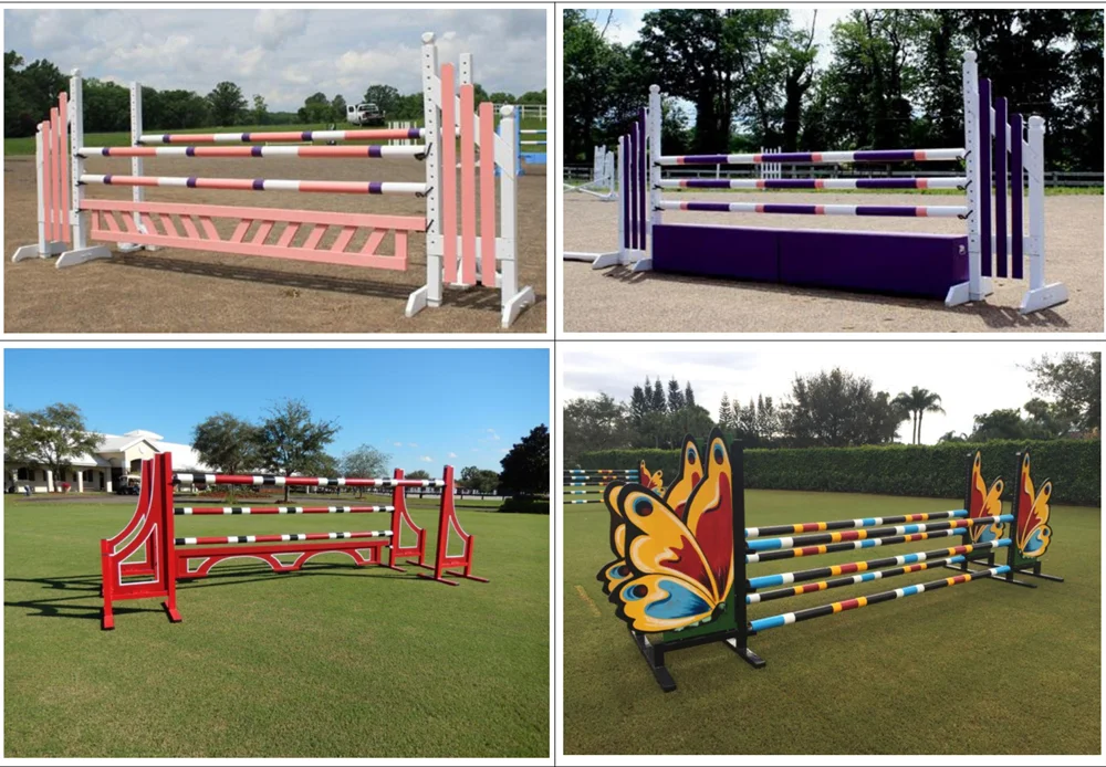 10ft White Center Colored Ends Round Wood Horse Jump Rails - Platinum Jumps